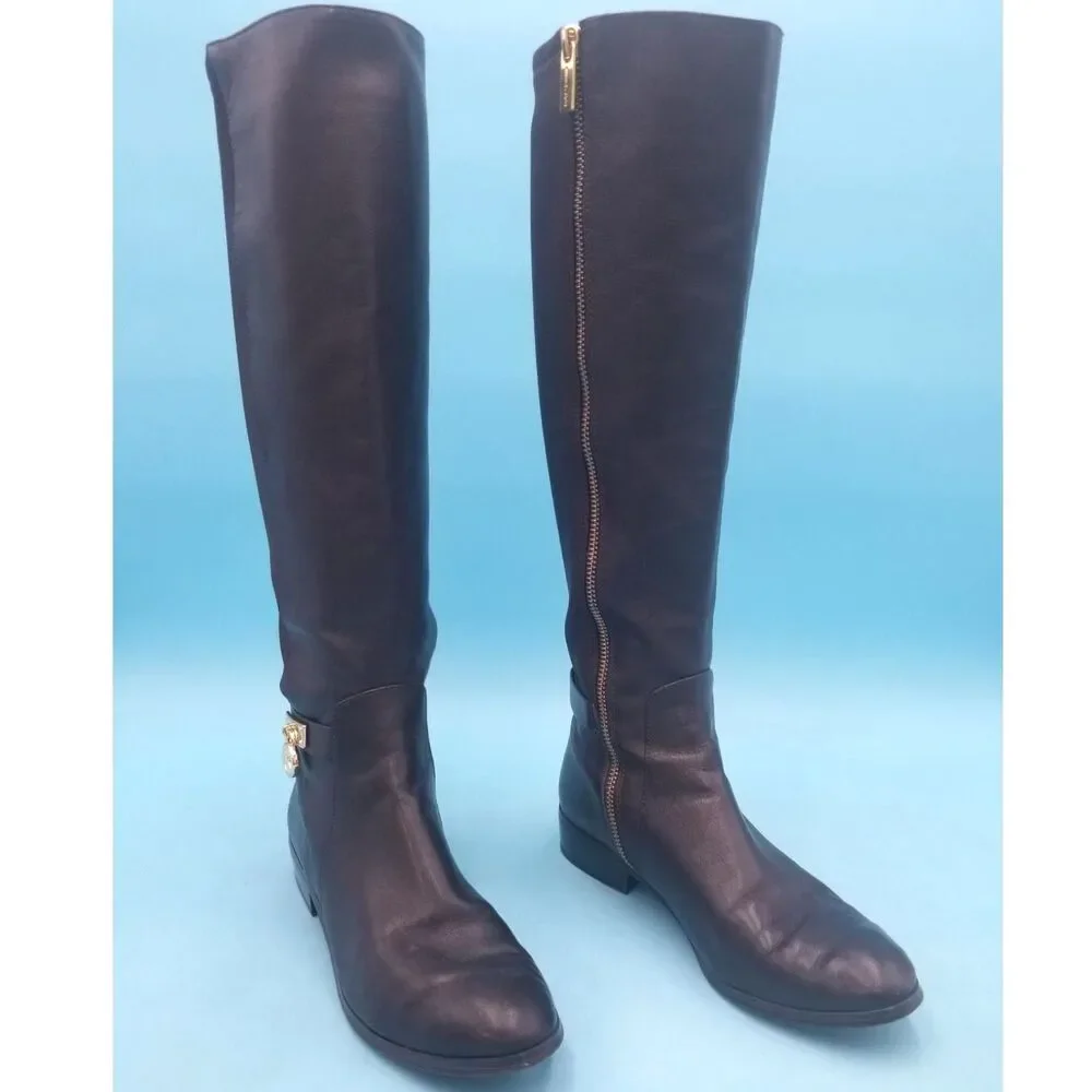 Michael Kors Hamilton Brown Leather Knee High Riding Boots 6M